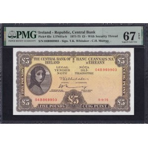 Irlanda, 5 sterline, 1971-75, superba gemma UNC 67 EPQ