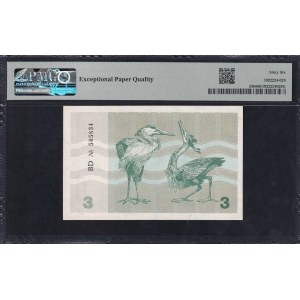 Litva, 3 Talonas, 1991, Gem UNC 66 EPQ