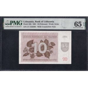 Lituania, 10 Talonas, 1991, Gem UNC 65 EPQ