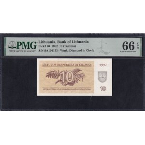 Litva, 10 Talonas, 1992, Gem UNC 66 EPQ