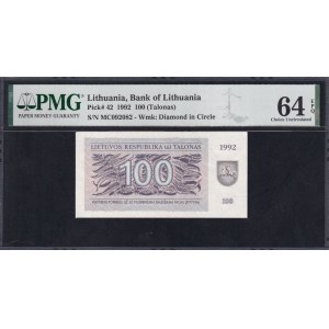 Lithuania, 100 Talonas, 1992, Choice UNC 64 EPQ