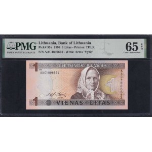 Lithuania, 1 Litas, 1994, Gem UNC 65 EPQ