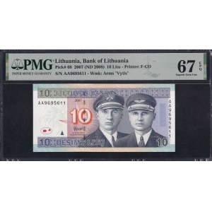 Litva, 10 Litu, 2007 (2008), Superb Gem UNC 67 EPQ
