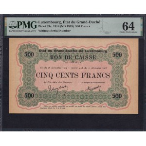 Luksemburg, 500 franków, 1918 (1919), wybór UNC 64