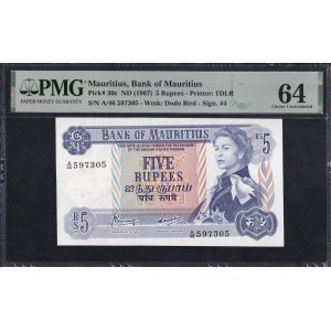 Mauritius, 5 Rupees, 1967, Choice UNC 64