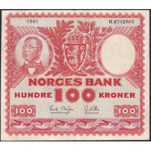 Nórsko, 100 korún, 1961, XF