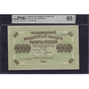 Rusko, 1000 rubľov, 1917, Gem UNC 65 EPQ