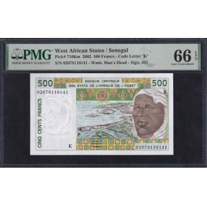 Západoafrické štáty, 500 frankov, 2002, Gem UNC 66 EPQ