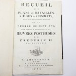 Recueil de Plans de Batailles, Sieges et Combats, arrives dans les expeditions memorables de la Guerre de Sept Ans. Pour servir a l'intelligence des oeuvres posthumes de Frederic II., Roi de Prusse FREDERICK II 1789 Amsterdam &amp; Strasbourg