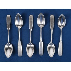 6 tea spoons, Cracow, 1870s-1980s.