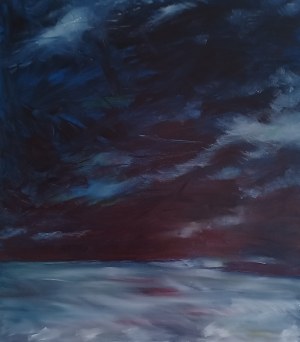 Tomasz RAFF (ur. 1985), Herbstnebel wallen bläulich überm See, 2025