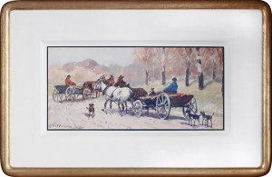 Adam SETKOWICZ (1875 - 1945), Scena rodzajowa z wozami