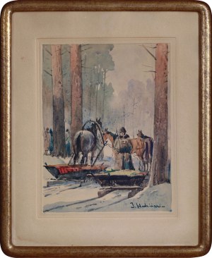 Józef WODZIŃSKI (1859 - 1918), Sanie - na polowaniu