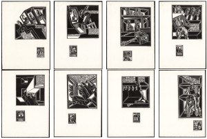 Vincas Kisarauskas, Graviūrų ciklas „In memoriam Mikalojus Konstantinas Čiurlionis. 1875-1975“. 32 lino raižiniai: 16 lakštinės grafikos atspaudų ir 16 ekslibrisų.