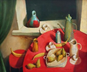 Gennadiy Tishchenko, Martwa natura z zieloną zasłoną, 2007