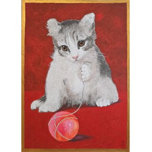 Andrzej Strumillo (1927-2020), Cat with a Red Toy, 2014