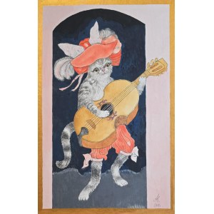 Andrzej Strumillo (1927-2020), Cat with a guitar, 2014