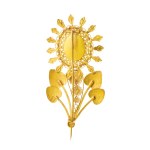 Gold Sardinian brooch with precious stones -