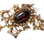 18k Gold Sardinian brooch with precious stones -