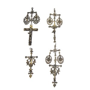 Lot of 4 solid silver Sardinian Crosses -