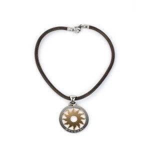 BULGARI, BULGARI “Tondo” collection: necklace with gold and steel pendant -