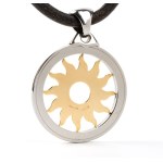 BULGARI, BULGARI “Tondo” collection: necklace with gold and steel pendant -
