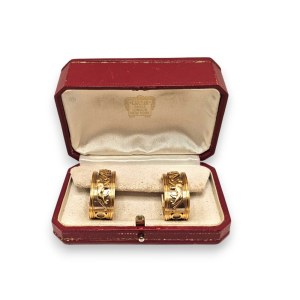 CARTIER, Collection CARTIER Walking Panthère : boucles d'oreilles ruban pendantes en or -