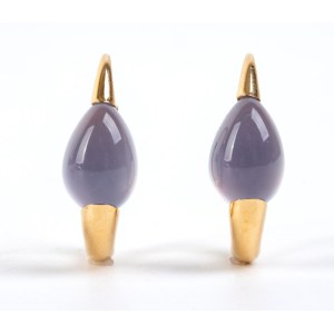 MATTIOLI, MATTIOLI Paire de boucles d'oreilles en or et calcédoine -