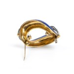 Diamond enamel gold brooch and bracelet -