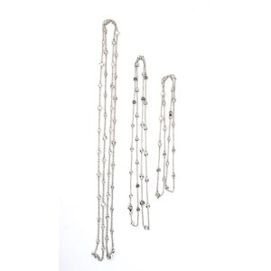 3 long gold and diamond chains -