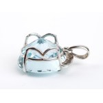Aquamarine diamond gold pendant -