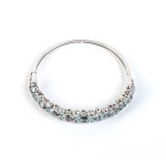 Diamond aquamarine rigid hoop gold bracelet -