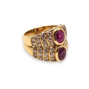 Ruby diamond band gold ring -