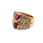 Ruby diamond band gold ring -