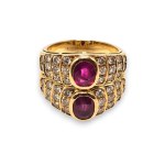 Ruby diamond band gold ring -