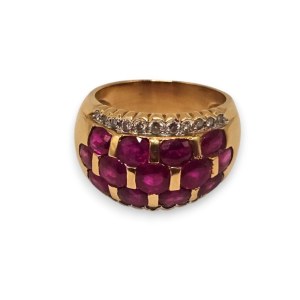 Ruby diamond gold band ring -
