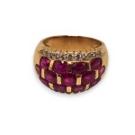 Ruby diamond gold band ring -