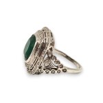 Emerald diamond gold band ring -