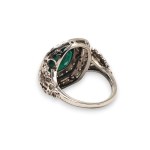 Emerald diamond gold band ring -
