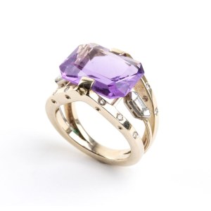 Amethyst diamond god ring -