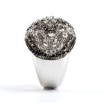 Black and colourless diamond gold band ring -