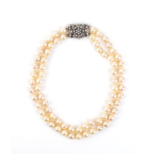 Perlen-Diamant-Gold-Halskette -