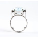 Aquamarine diamond gold ring -