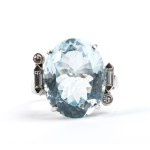 Aquamarine diamond gold ring -