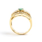 Emerald diamond gold band ring -