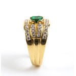 Emerald diamond gold band ring -