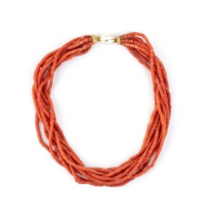 Mediterranean coral twist gold necklace -