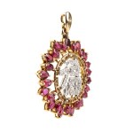 Ruby diamond gold pendant -