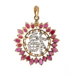 Ruby diamond gold pendant -