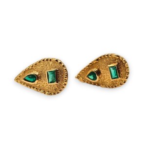 Emerald gold earrings - 1960s